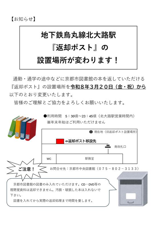 地下鉄烏丸線北大路駅返却ポスト移設チラシ